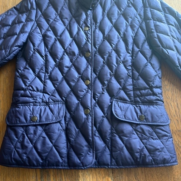 Eddie Bauer Goose Down Quilted Jacket Size M Navy Snap Closure Front Pockets - Picture 3 of 16